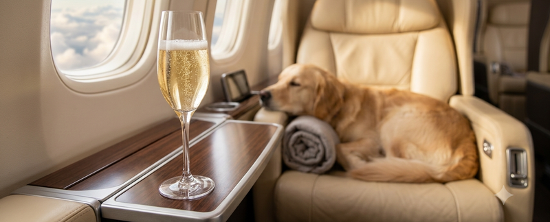 Chien prêt à voyager en avion