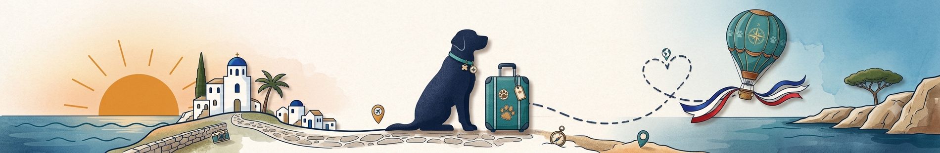Travel landscape with a dog